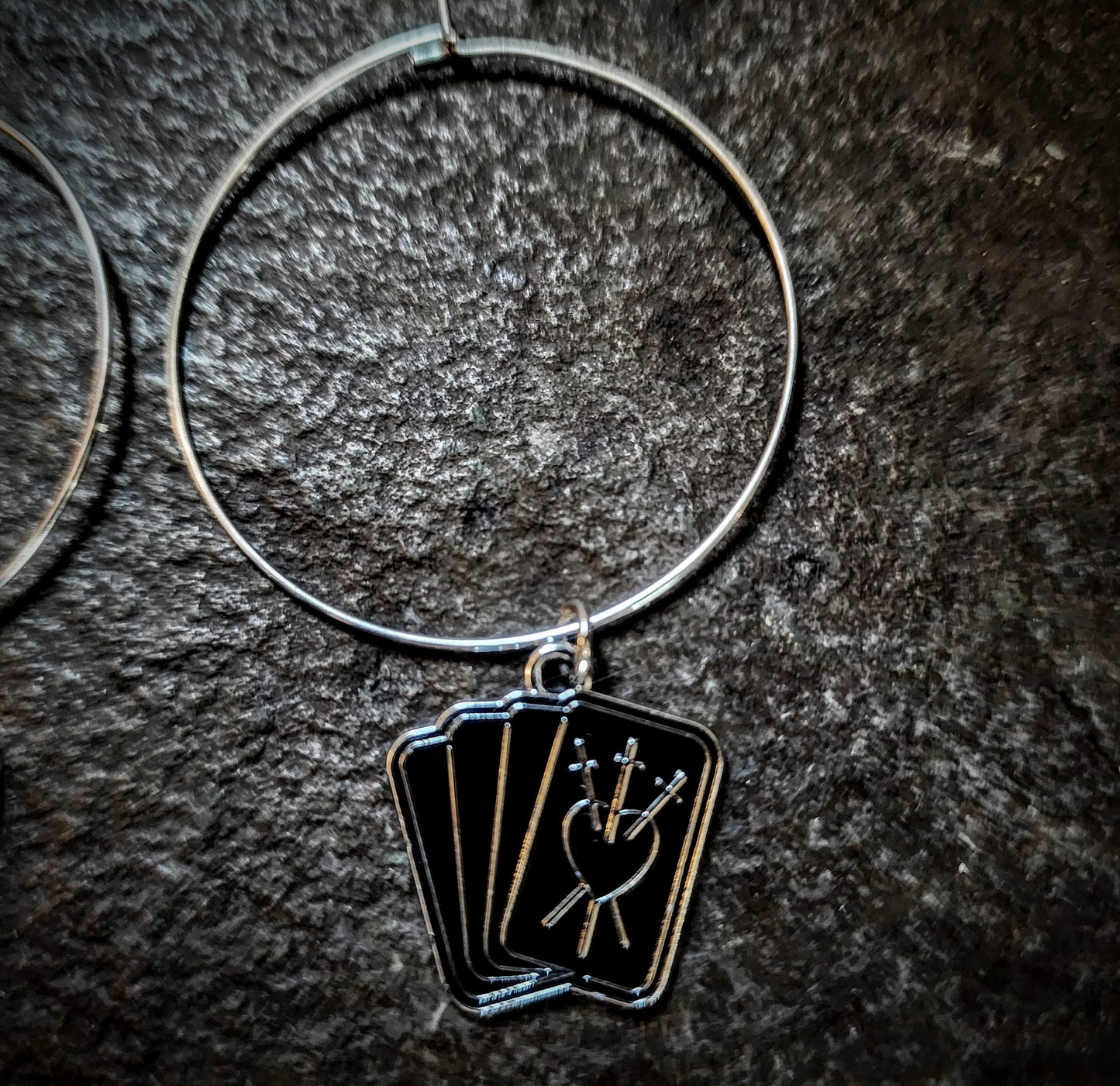 3 Of Swords Charm Hoop Earrings