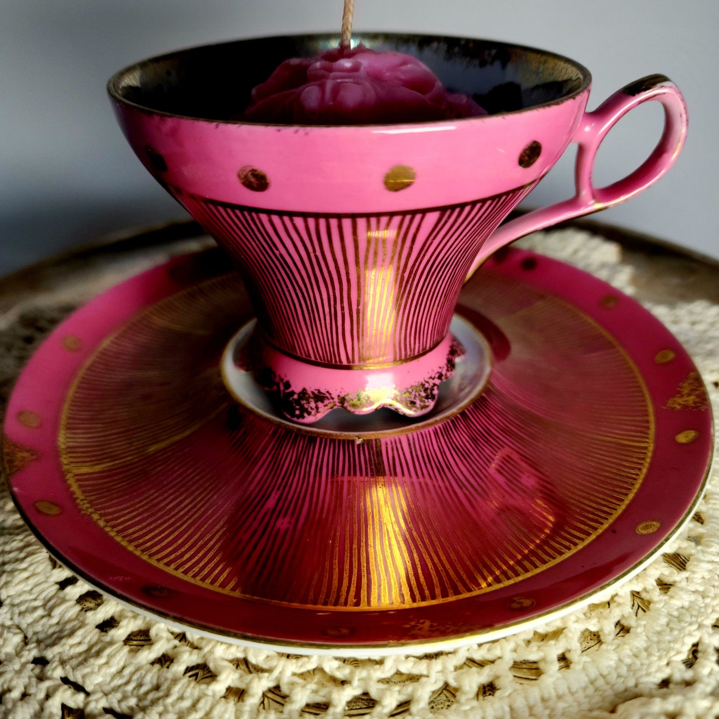 Bat Skull Teacup Candle