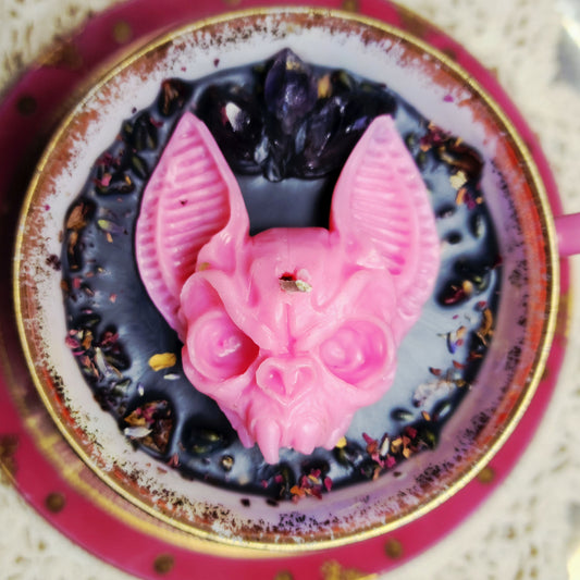 Bat Skull Teacup Candle
