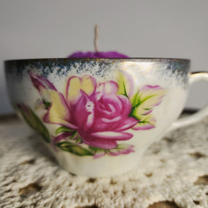 Vintage Victorian Skull Cameo Teacup Candle